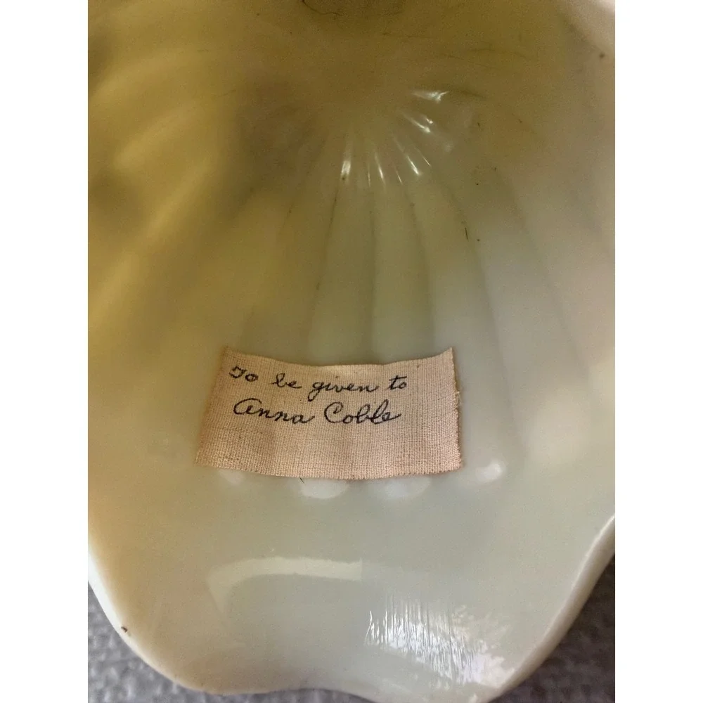 Vintage Custard‎ Uranium Glass Creamer Pitcher Shell Design UV Glow Floral